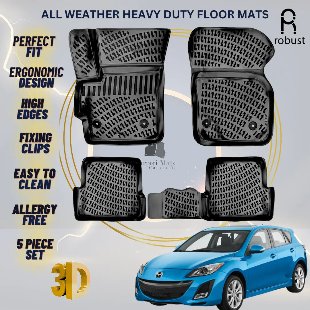 Floor Mats Liners For Mazda 3 2009-2013 Mk2 All Weather Heavy Duty 3D Car Rugs