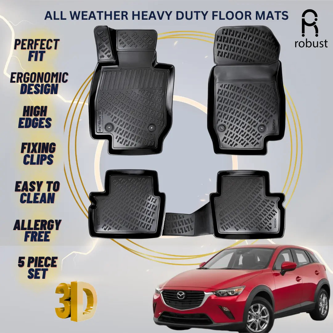 Floor Mats Liners For Mazda CX-3 2015-2024 All Weather Heavy Duty 3D Car Rugs