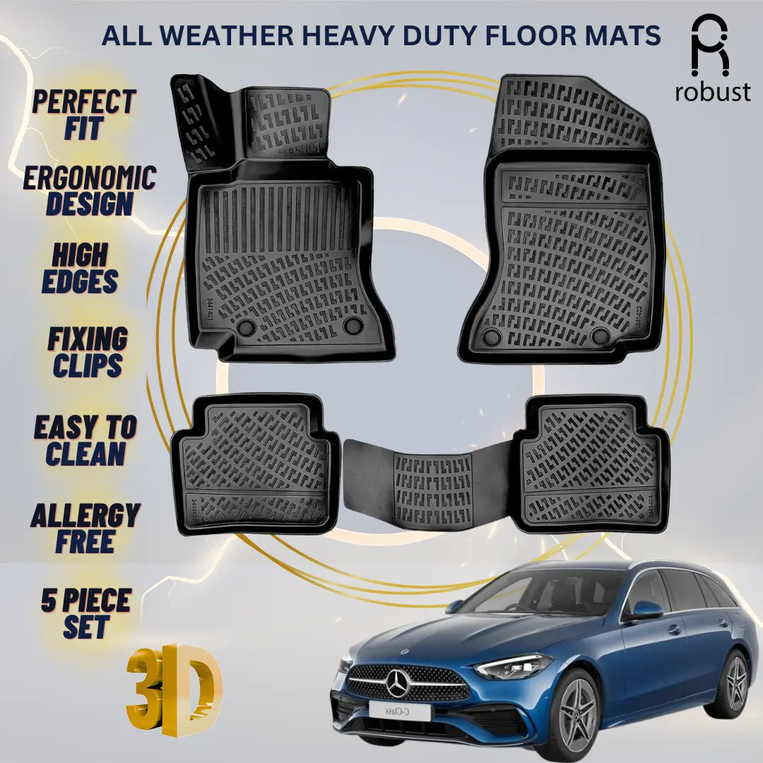 Floor Mats Liners For Mercedes C-Class Estate 2022-2026 All Weather Heavy Duty