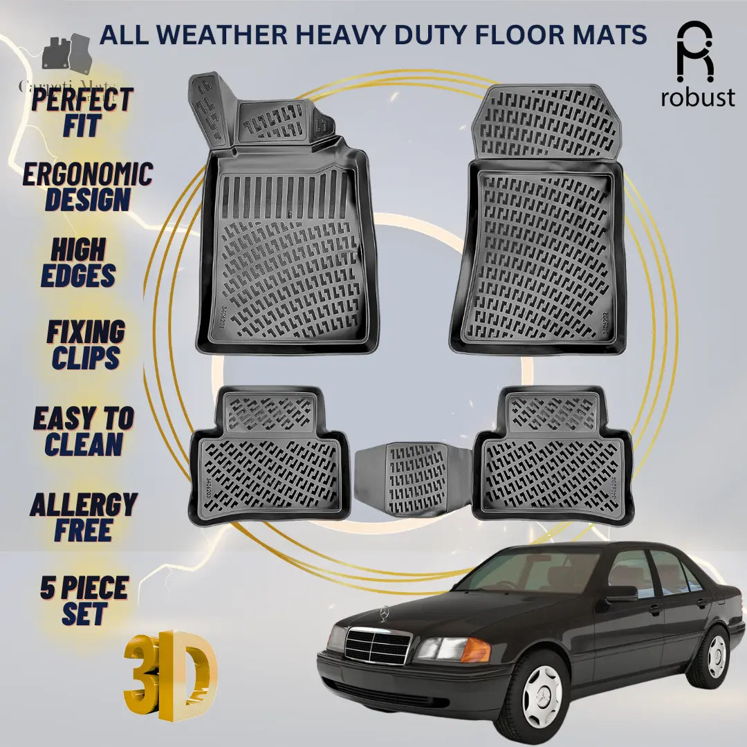 Floor Mats Liners For Mercedes C-Class W202 1993-2000 All Weather Heavy Duty Rug