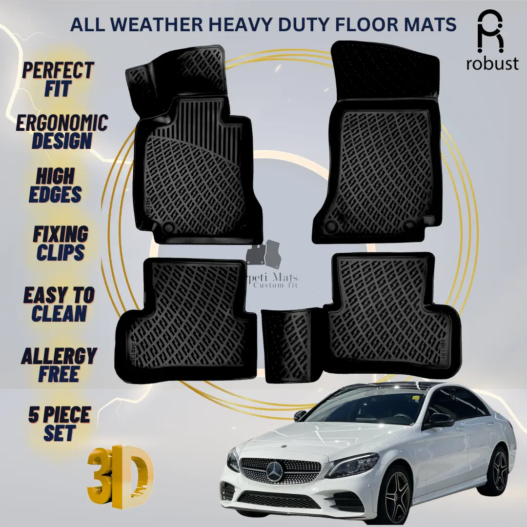 Floor Mats Liners For Mercedes C-Class W205 2014-2021 All Weather Heavy Duty Rug