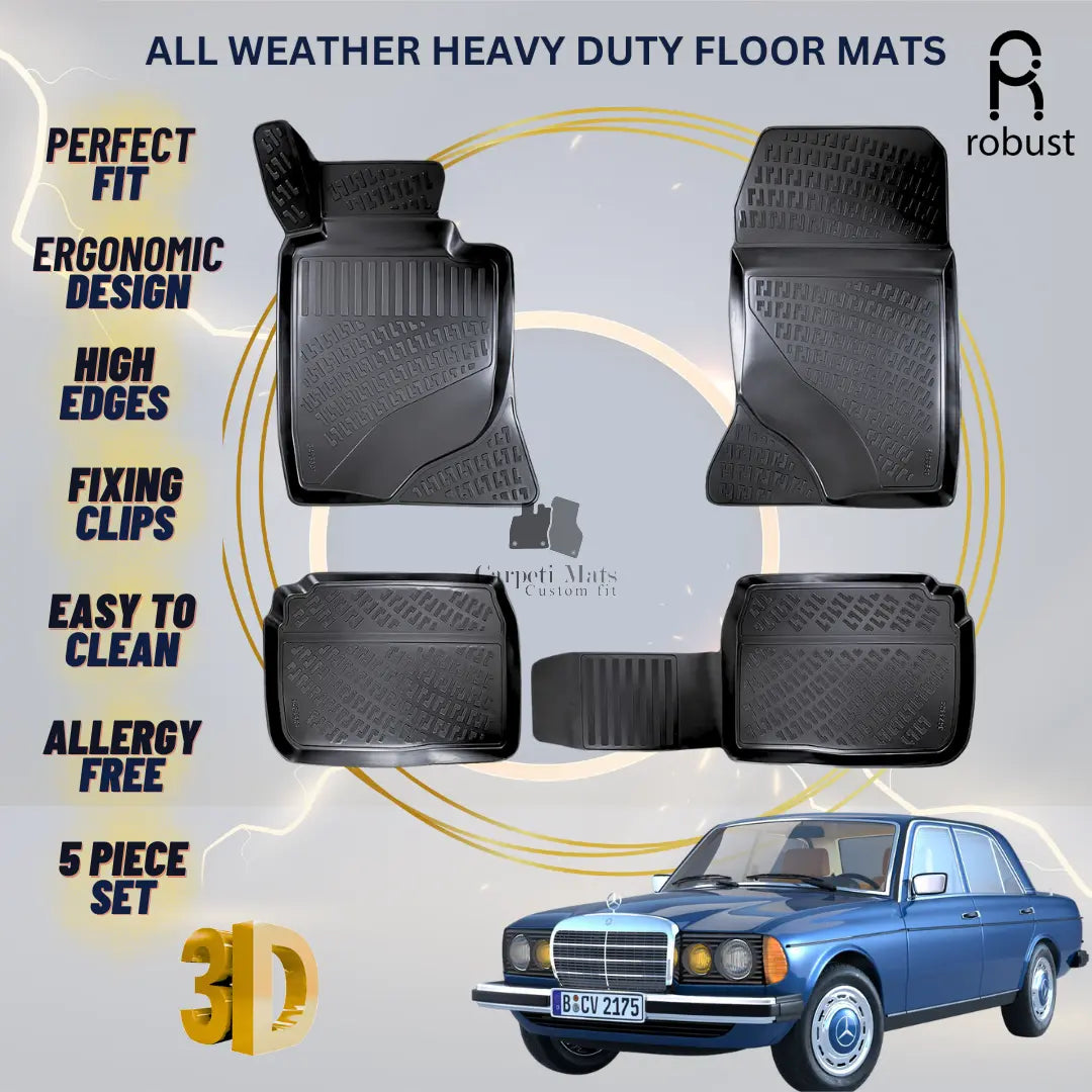 Floor Mats Liners For Mercedes E-Class W123 1976-1986 All Weather Heavy Duty Rug