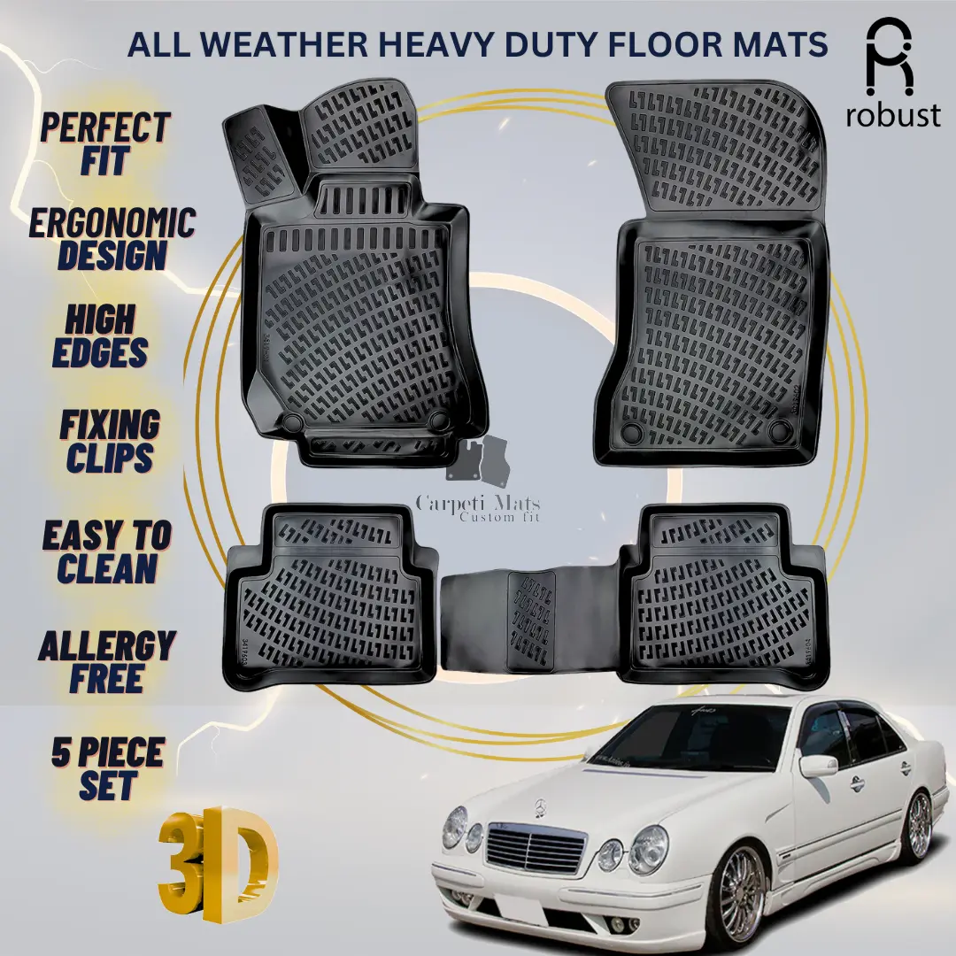Floor Mats Liners For Mercedes E-Class W210 1996-2002 All Weather Heavy Duty Rug