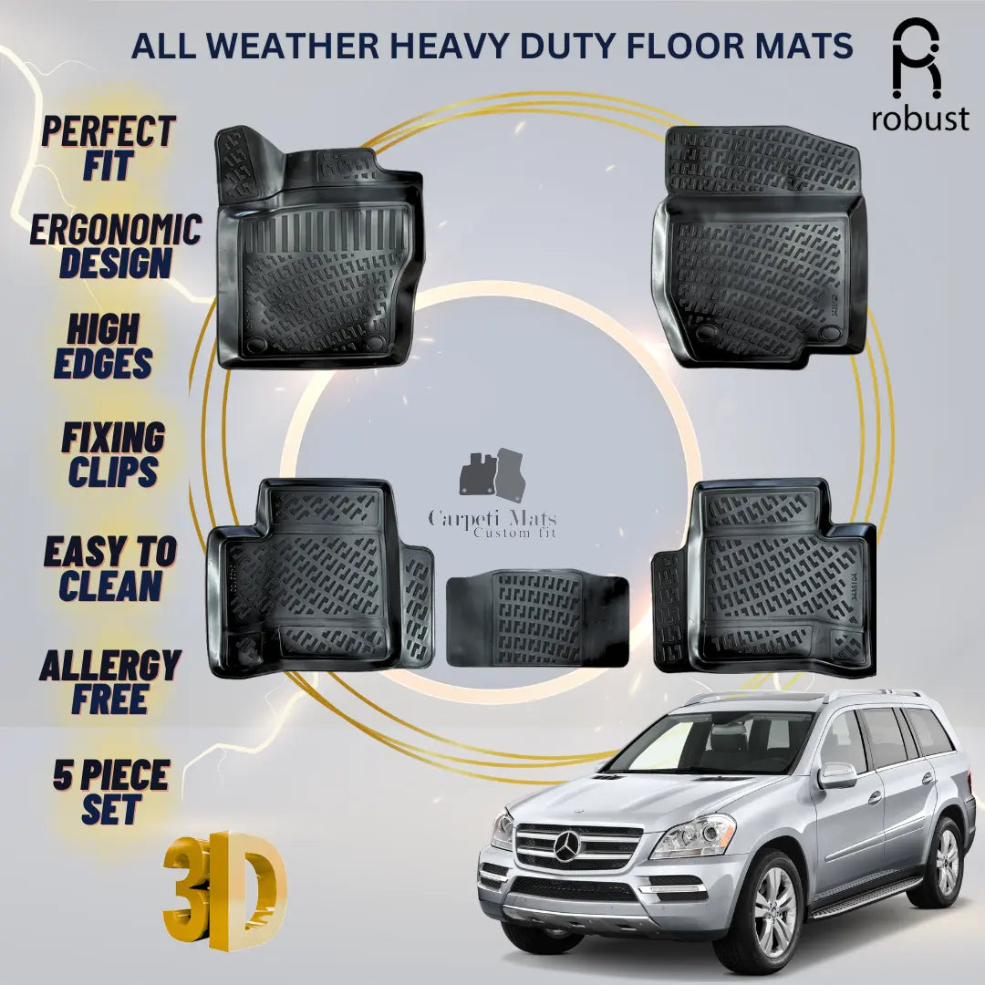 Floor Mats Liners For Mercedes GL X164 2006-2012 All Weather Heavy Duty Car Rugs
