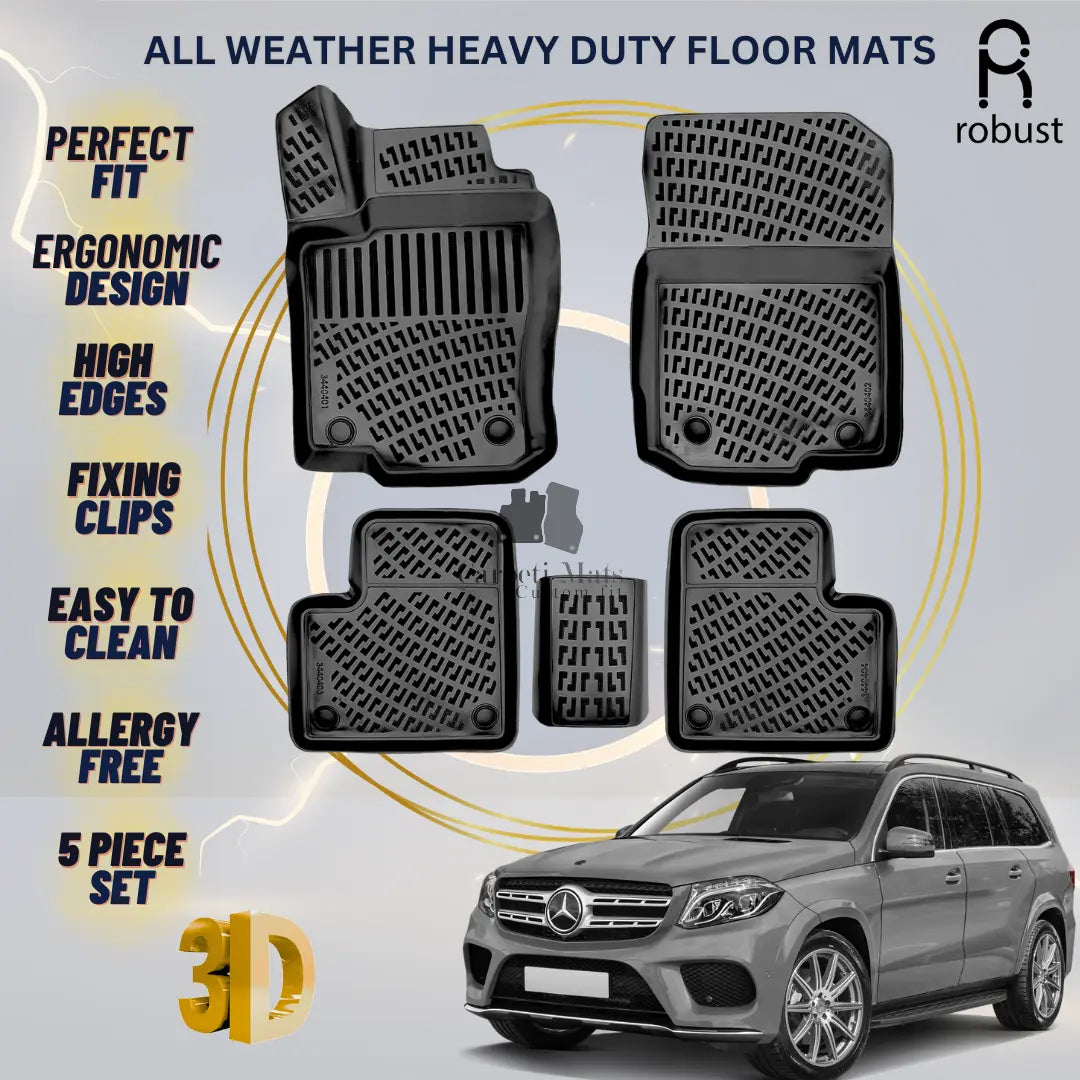 Floor Mats Liners For Mercedes GLS X166 2016-2019 All Weather Heavy Duty Car Rug