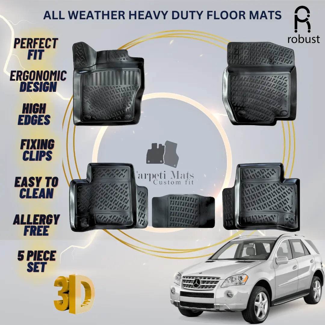 Floor Mats Liners For Mercedes ML W164 2005-2011 All Weather Heavy Duty Car Rugs