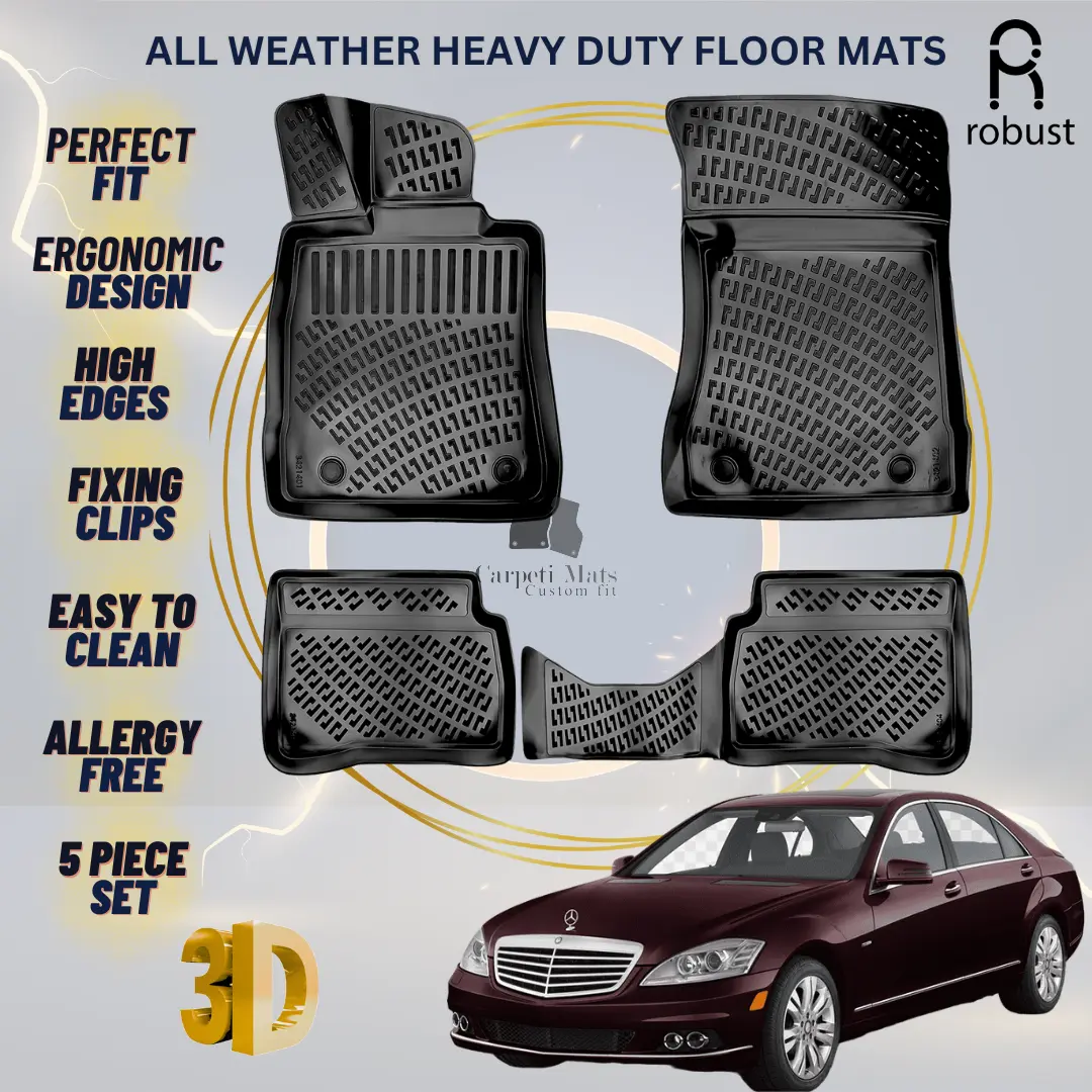 Floor Mats Liners For Mercedes S-Class W221 2006-2013 All Weather Heavy Duty Rug