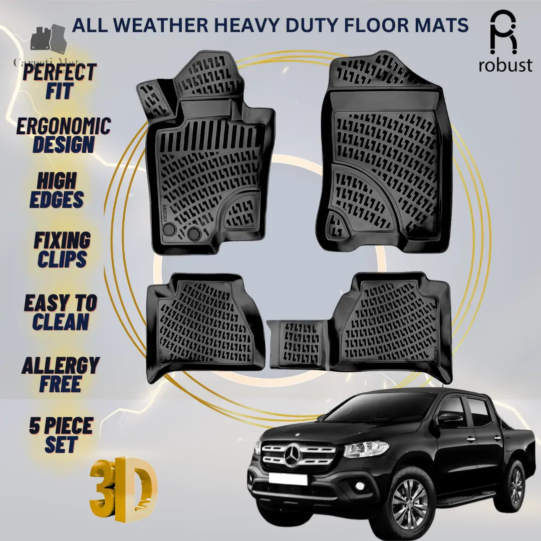 Floor Mats Liners For Mercedes X-Class 2016-2020 All Weather Heavy Duty Car Rugs