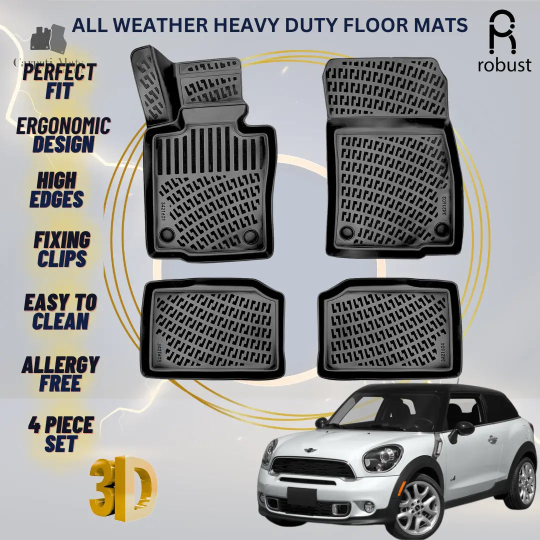 Floor Mats Liners For Mini Cooper Paceman 2013-2016 All Weather Heavy Duty Rugs