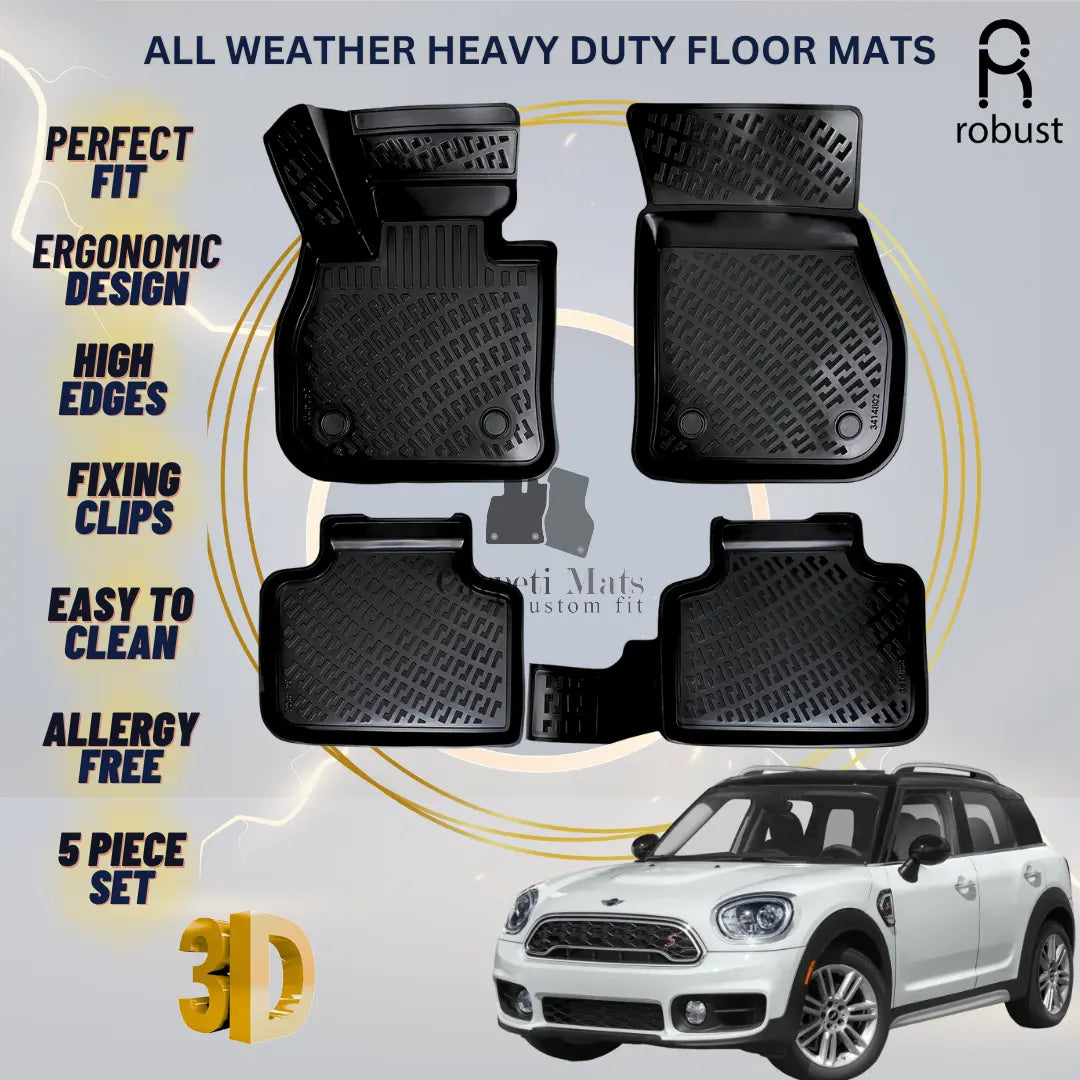 Floor Mats Liners For Mini Countryman F60 2017-2024All Weather Heavy Duty Rugs