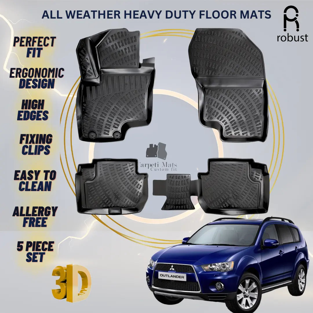 Floor Mats Liners For Mitsubishi Outlander 2010-2012 All Weather Heavy Duty Rugs