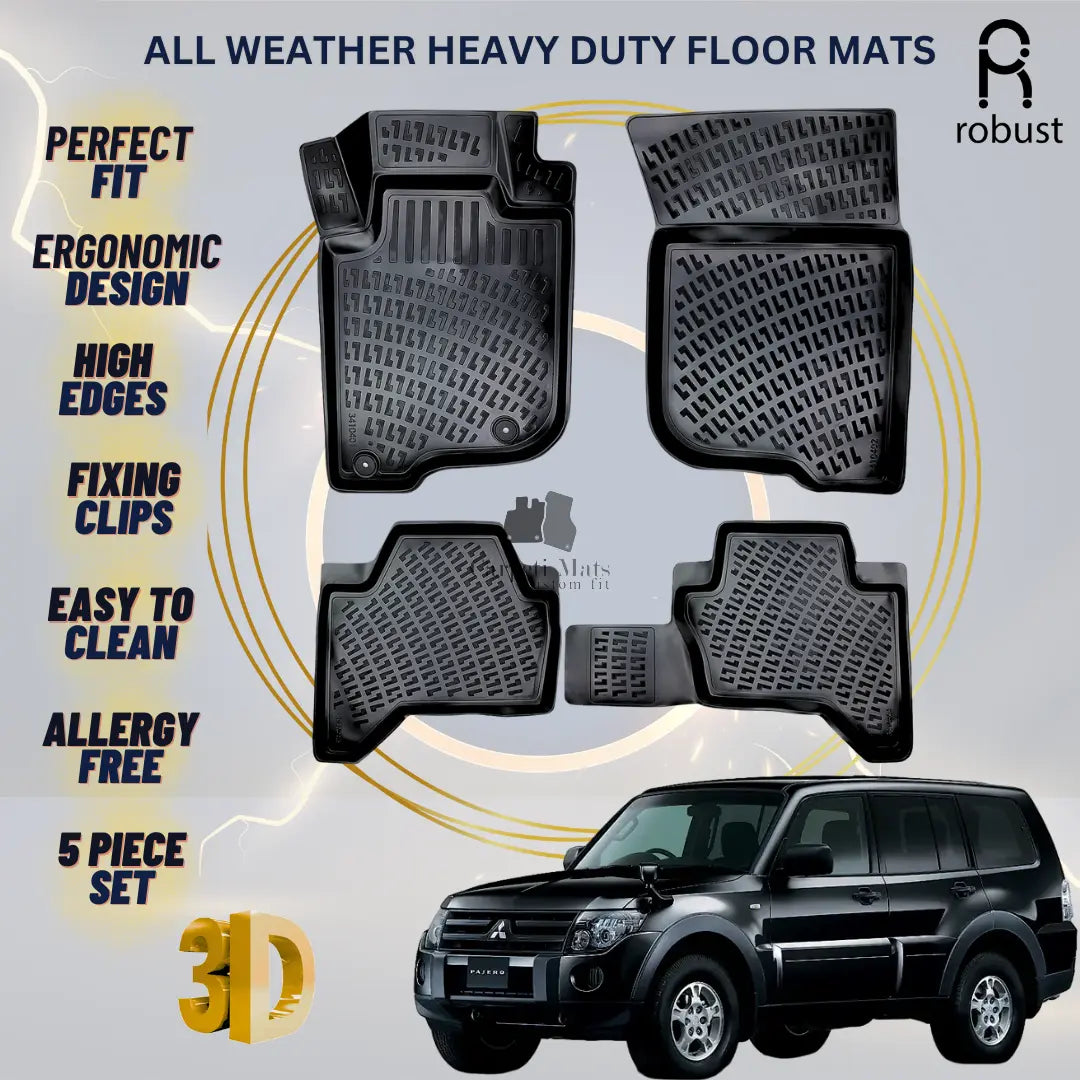 Floor Mats Liners For Mitsubishi Pajero 2006-2011 All Weather Heavy Duty 3D Rugs
