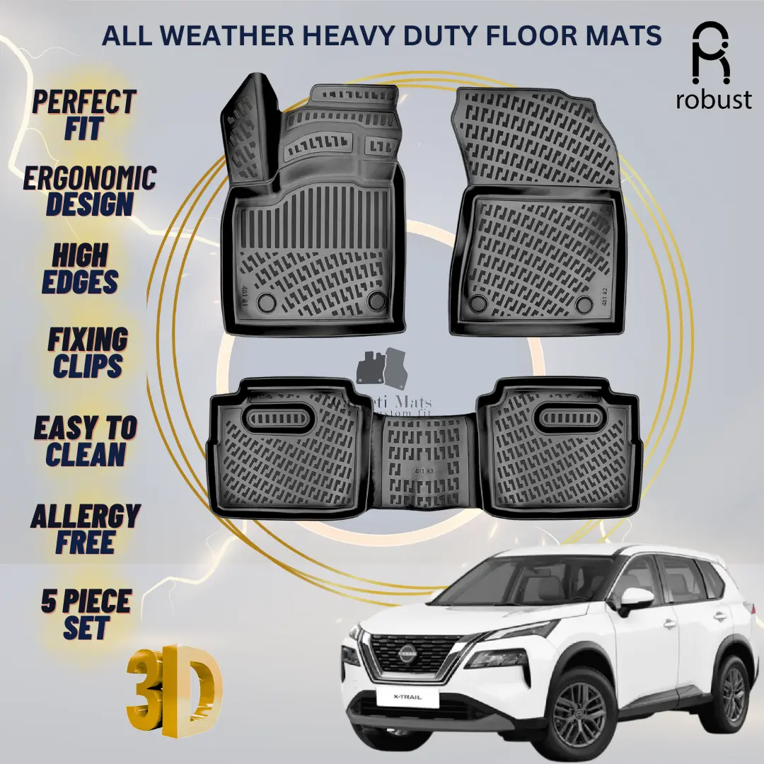 Floor Mats Liners For Nissan X-Trail E-Power 2022-2025 All Weather Heavy Duty