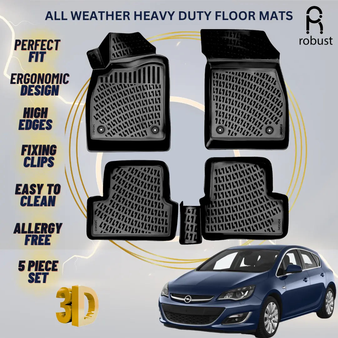 Floor Mats Liners For Opel Astra J 2009-2015 All Weather Heavy Duty 3D Car Rugs