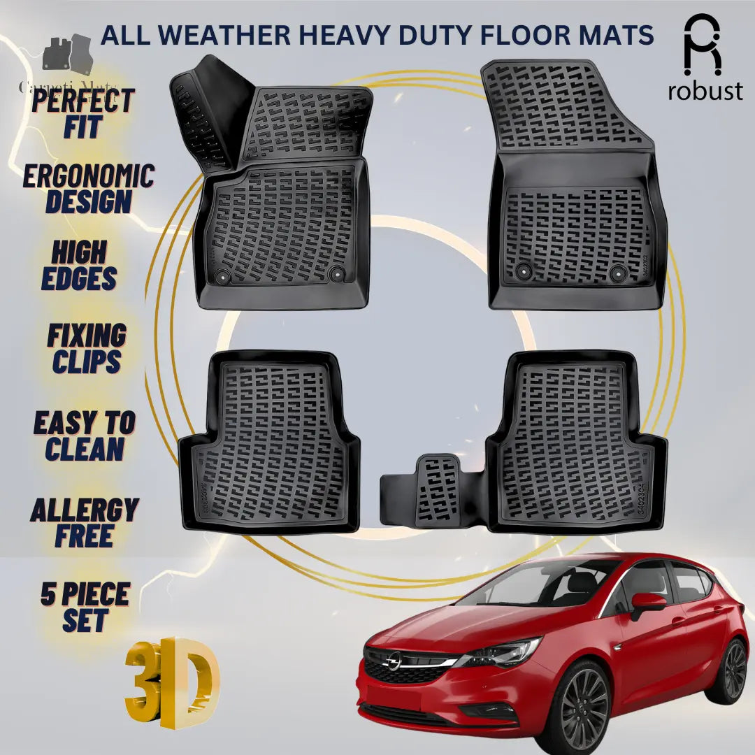 Floor Mats Liners For Opel Astra K 2015-2021 All Weather Heavy Duty 3D Car Rugs