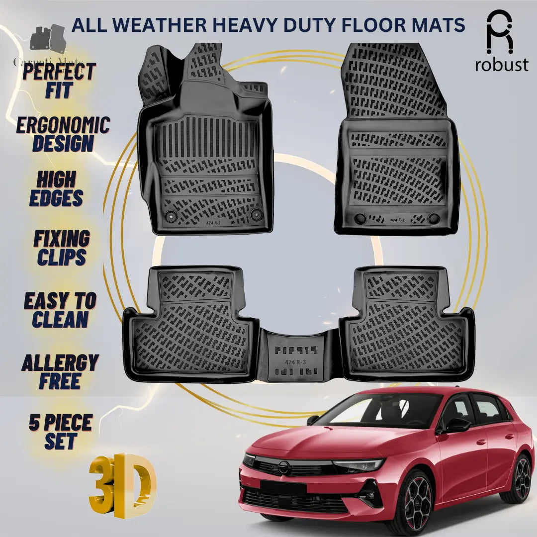 Floor Mats Liners For Opel Astra L 2015-2021 All Weather Heavy Duty 3D Car Rugs