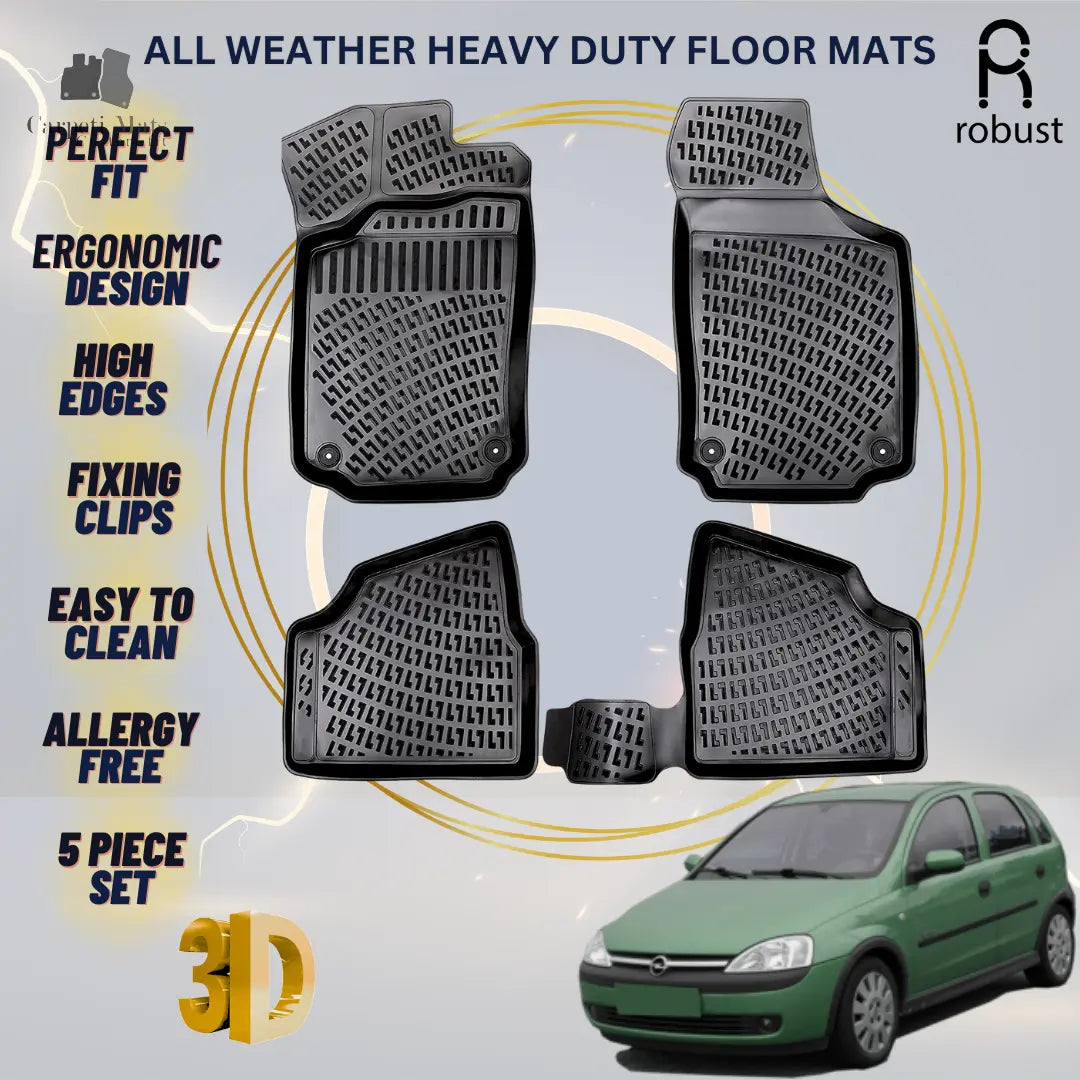 Floor Mats Liners For Opel Corsa C 2000-2006 All Weather Heavy Duty 3D Car Rugs
