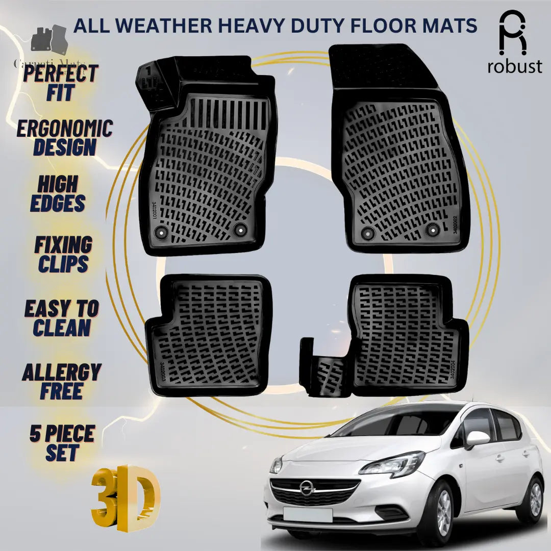 Floor Mats Liners For Opel Corsa E 2014-2019 All Weather Heavy Duty 3D Car Rugs