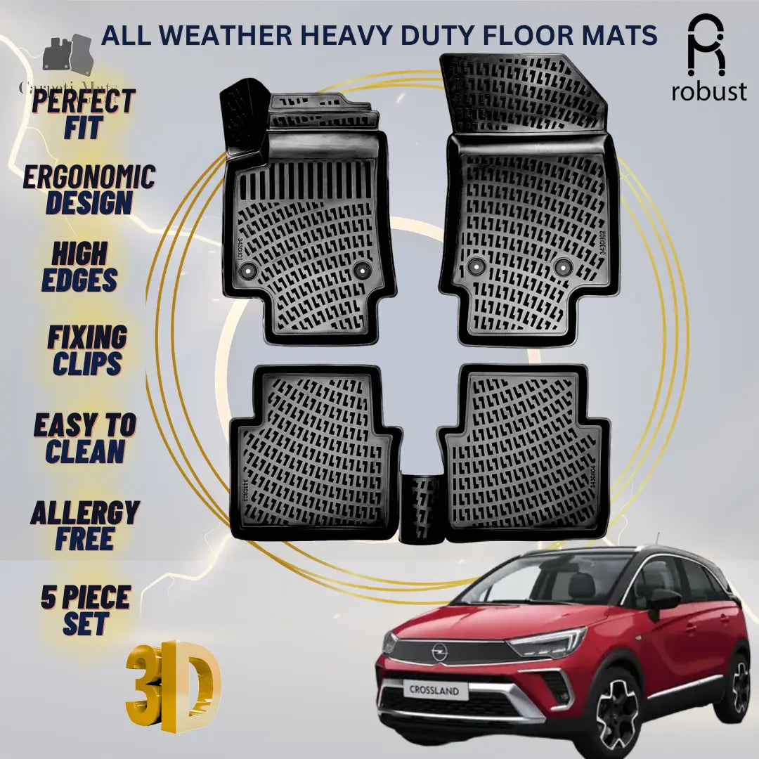 Floor Mats Liners For Opel Crossland 2020-2024 All Weather Heavy Duty Car Rugs