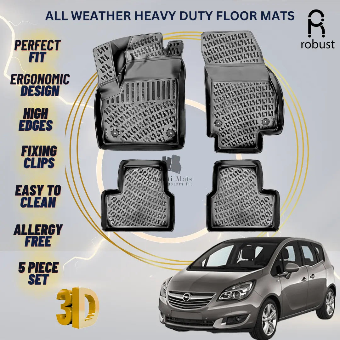 Floor Mats Liners For Opel Meriva B 2010-2017 All Weather Heavy Duty 3D Car Rugs