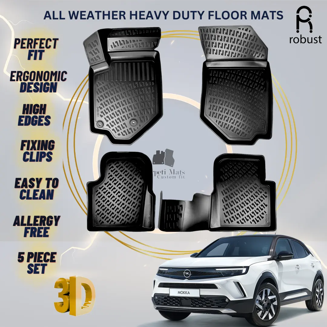 Floor Mats Liners For Opel Mokka B 2021-2025 All Weather Heavy Duty 3D Car Rugs