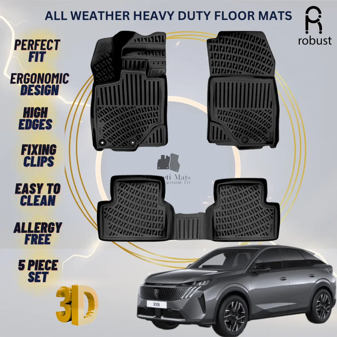 Floor Mats Liners For Peugeot 3008 2023-2026 All Weather Heavy Duty 3D Car Rugs