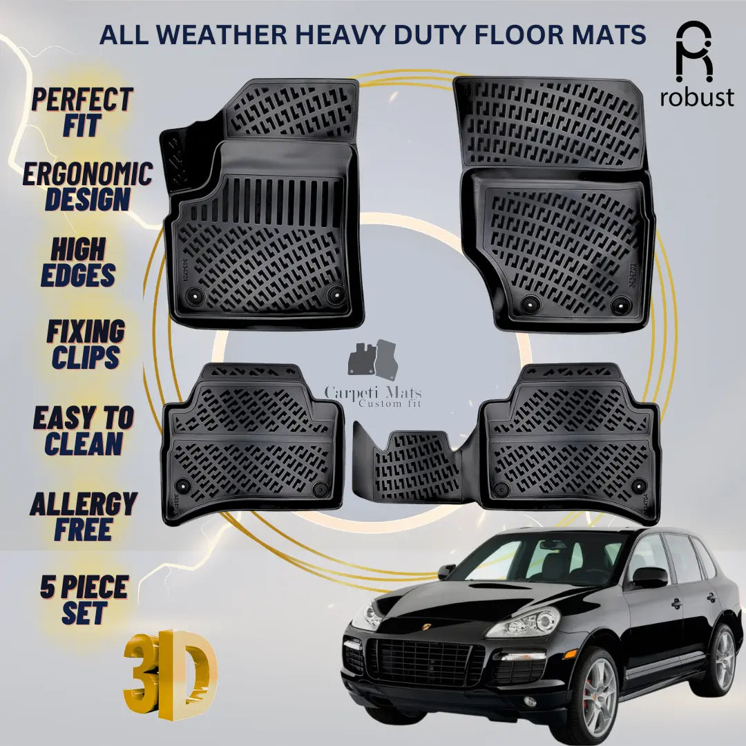 Floor Mats Liners For Porsche Cayenne 2007-2010 All Weather Heavy Duty Car Rugs