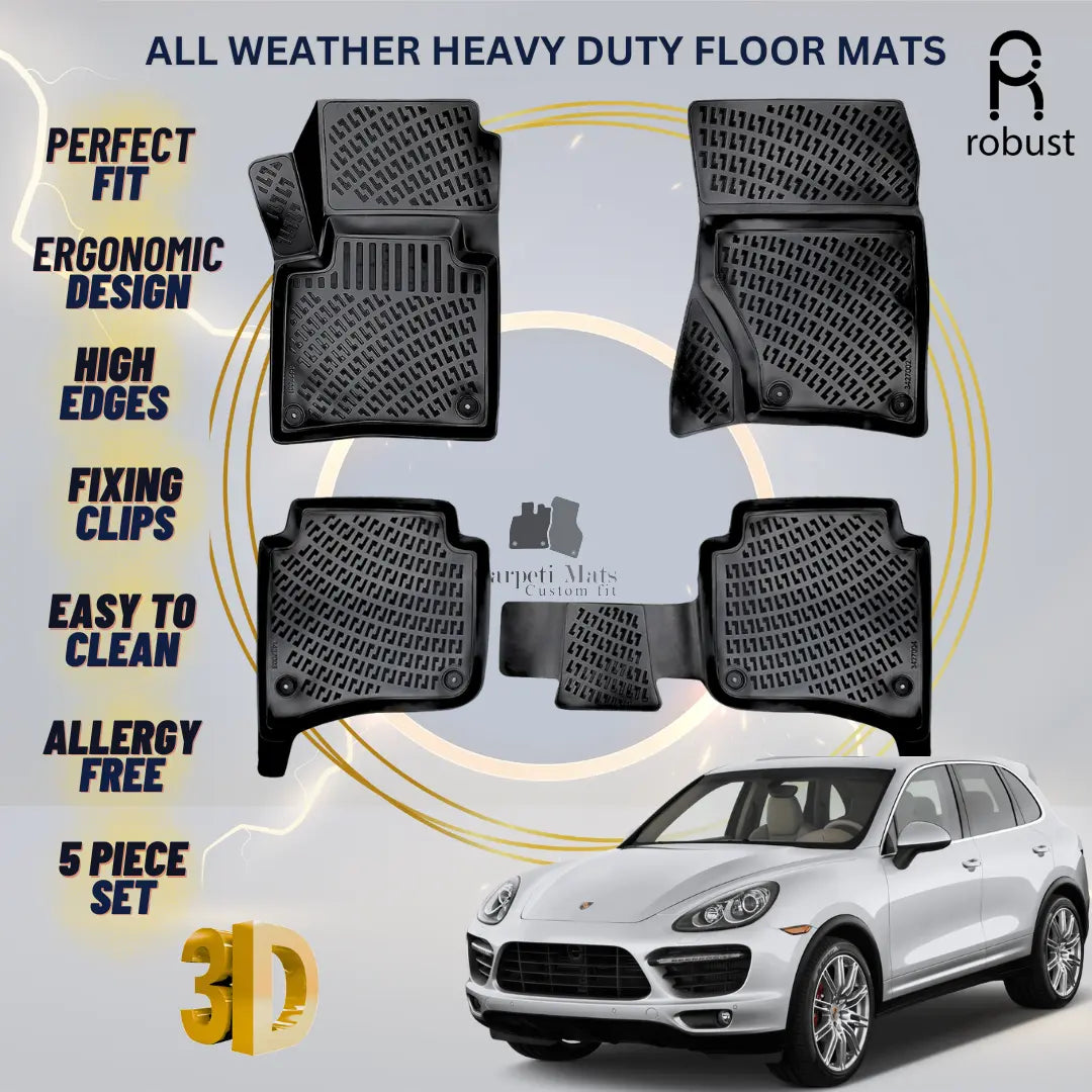 Floor Mats Liners For Porsche Cayenne 2011-2017 All Weather Heavy Duty Rugs