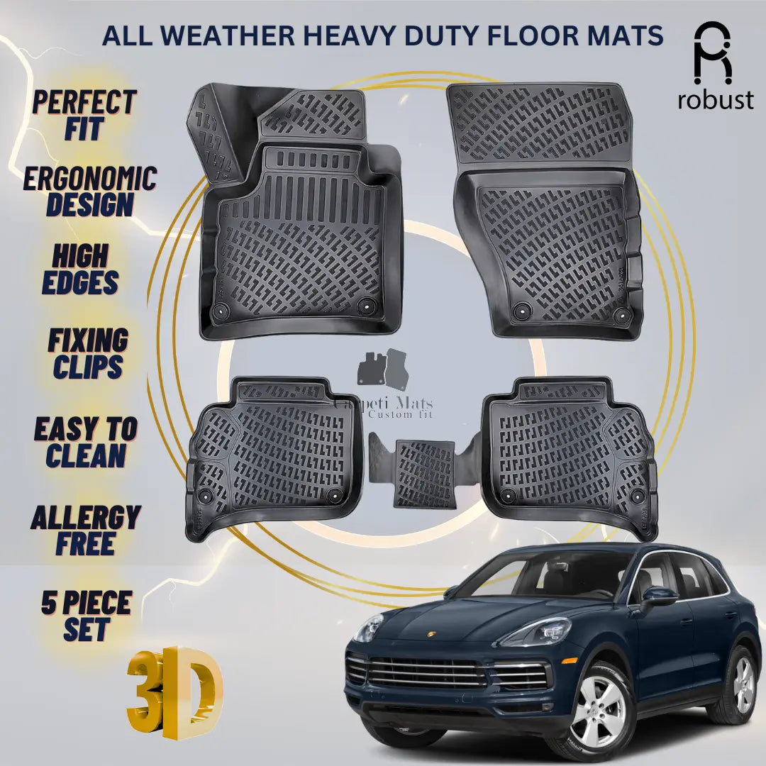 Floor Mats Liners For Porsche Cayenne 2018-2023 All Weather Heavy Duty Car Rugs
