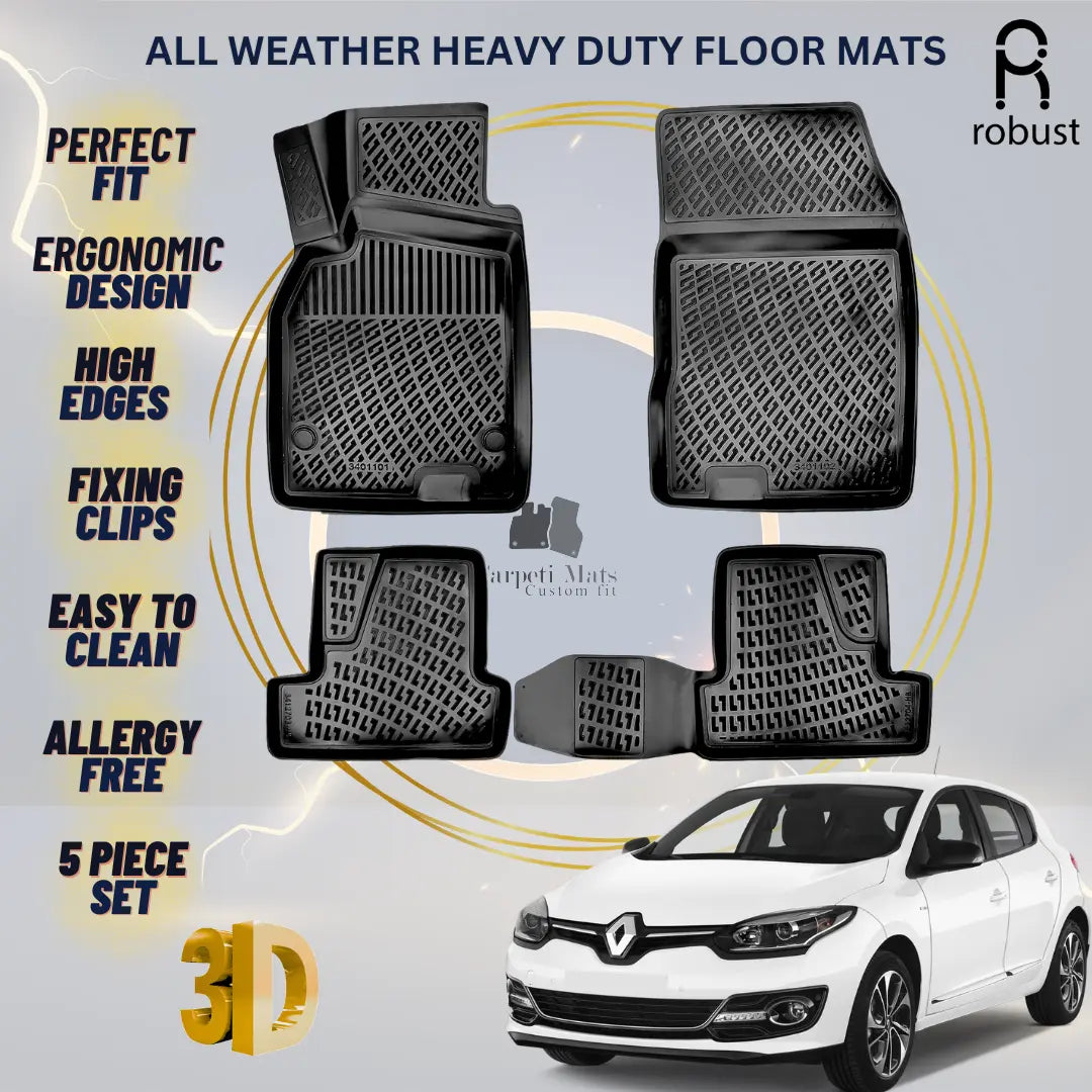 Floor Mats Liners For Renault Megane 2010-2016 All Weather Heavy Duty Car Rugs