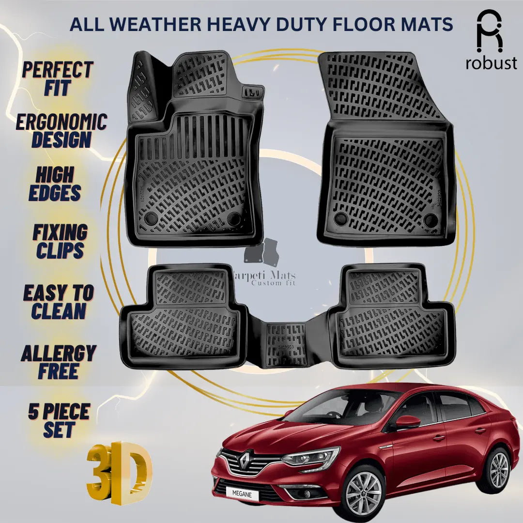 Floor Mats Liners For Renault Megane 2016-2023 All Weather Heavy Duty Car Rugs