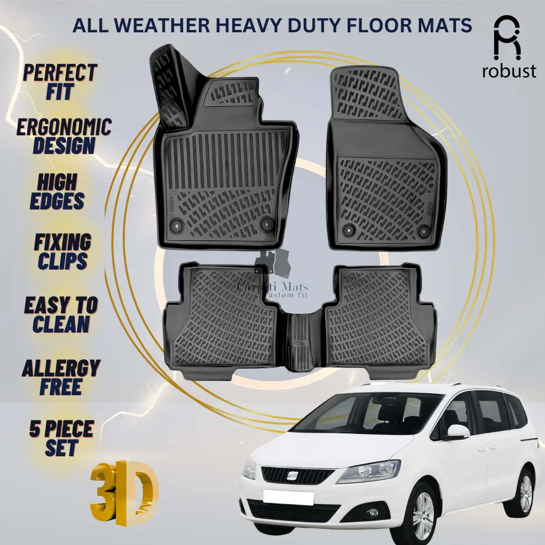 Floor Mats Liners For Seat Alhambra 2010-2022 All Weather Heavy Duty 3D Car Rugs