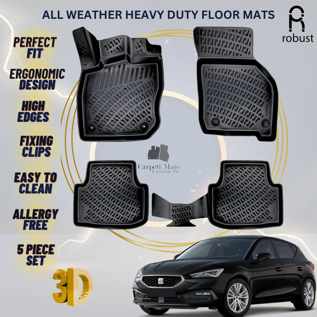 Floor Mats Liners For Seat Leon 2020-2025 AT All Weather Heavy Duty 3D Car Rugs