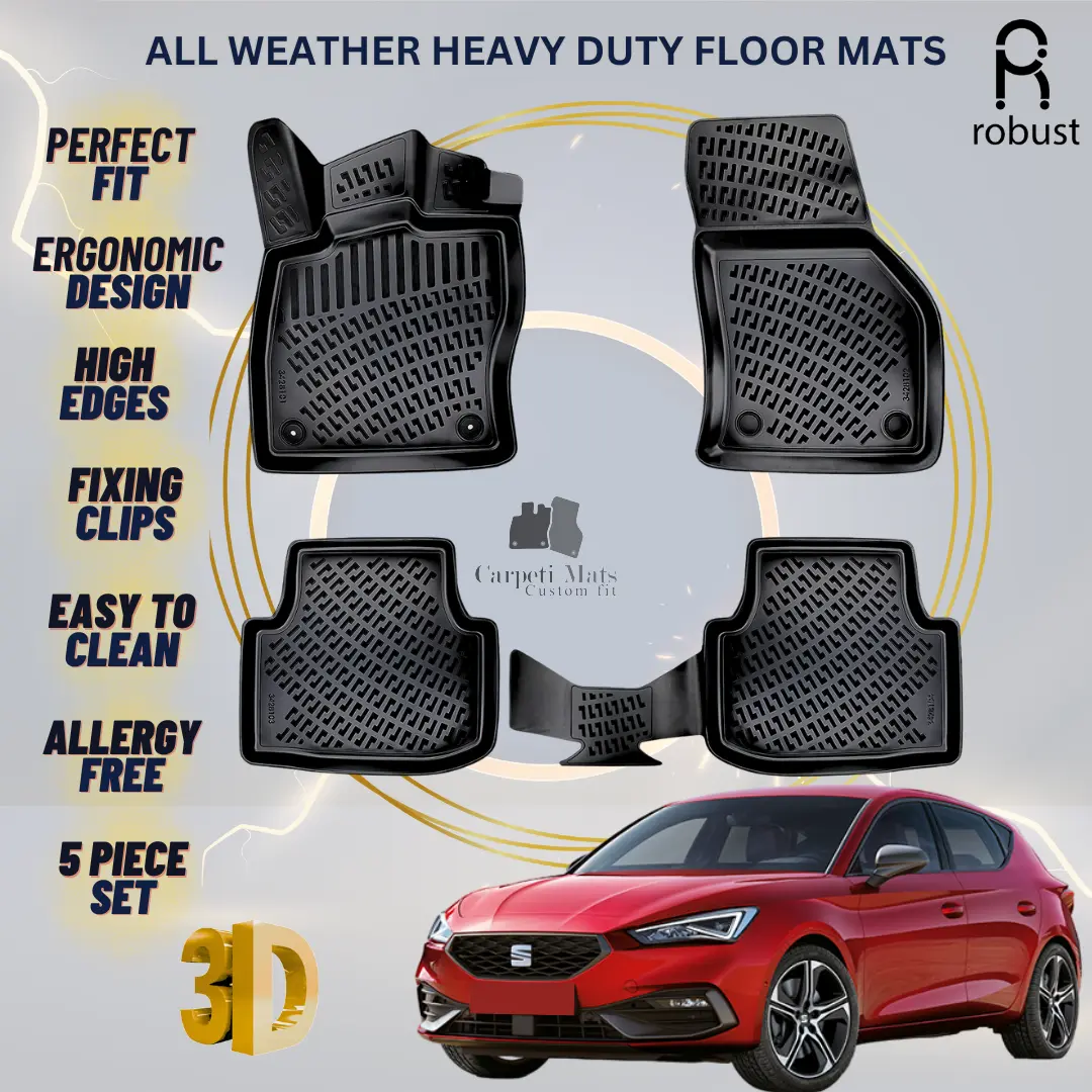 Floor Mats Liners For Seat Leon 2020-2025 MT All Weather Heavy Duty 3D Car Rugs