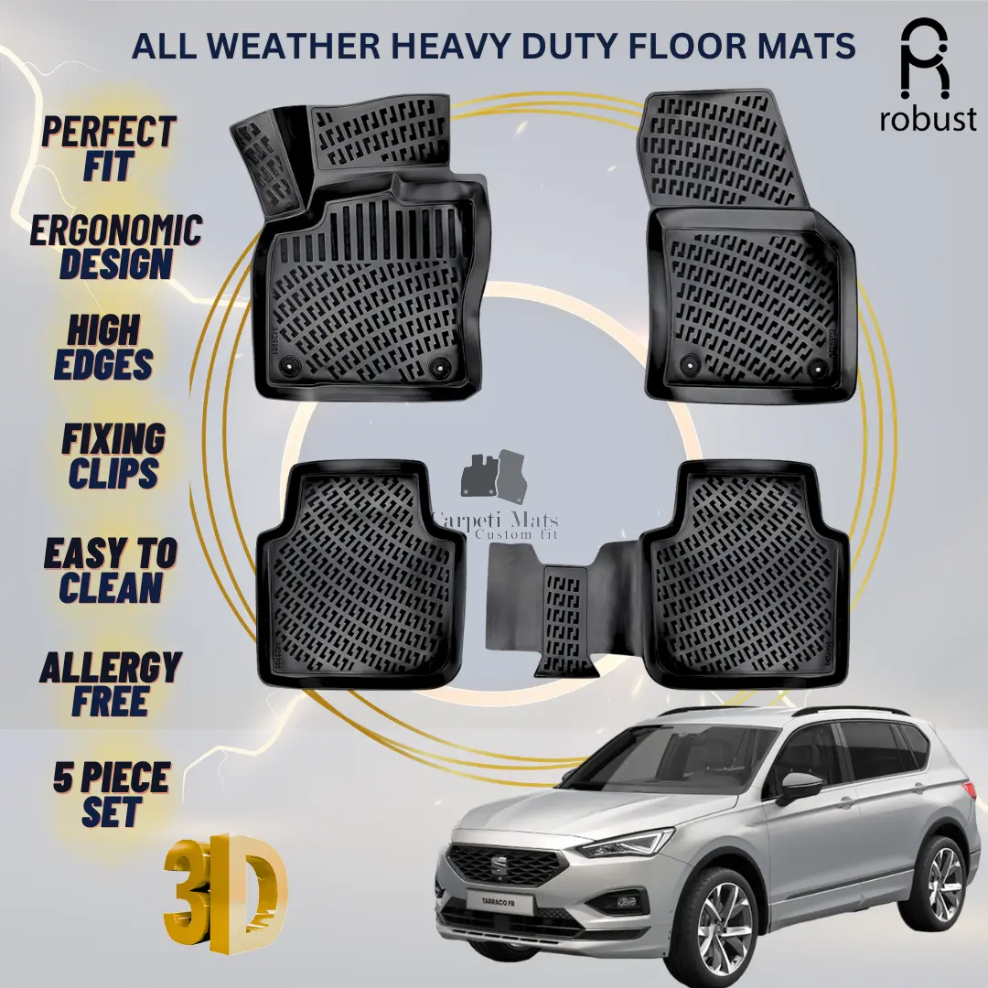 Floor Mats Liners For Seat Tarraco 2018-2025 All Weather Heavy Duty 3D Car Rugs