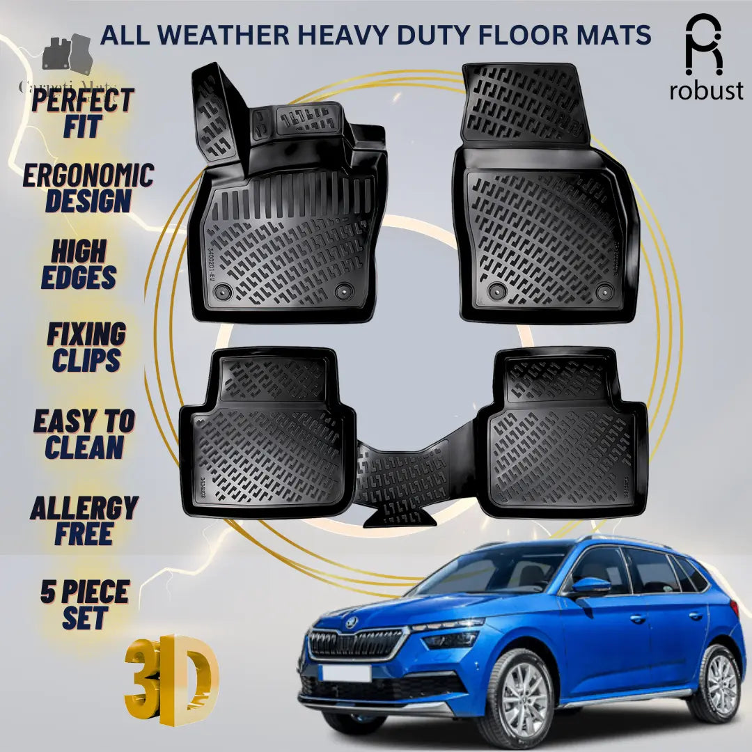 Floor Mats Liners For Skoda Kamiq 2019-2023 All Weather Heavy Duty 3D Car Rugs