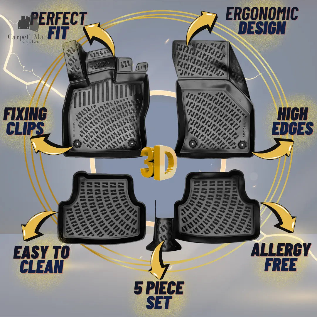 Floor Mats Liners For Skoda Kamiq 2023-2025 All Weather Heavy Duty 3D Car Rugs