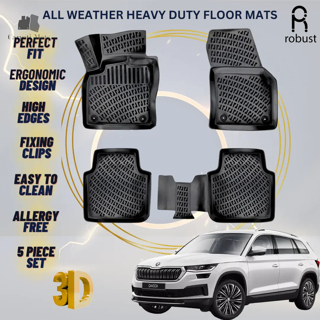 Floor Mats Liners For Skoda Kodiaq 2021-2024 All Weather Heavy Duty 3D Car Rugs
