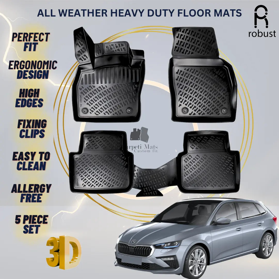 Floor Mats Liners For Skoda Scala 2023-2025 All Weather Heavy Duty 3D Car Rugs