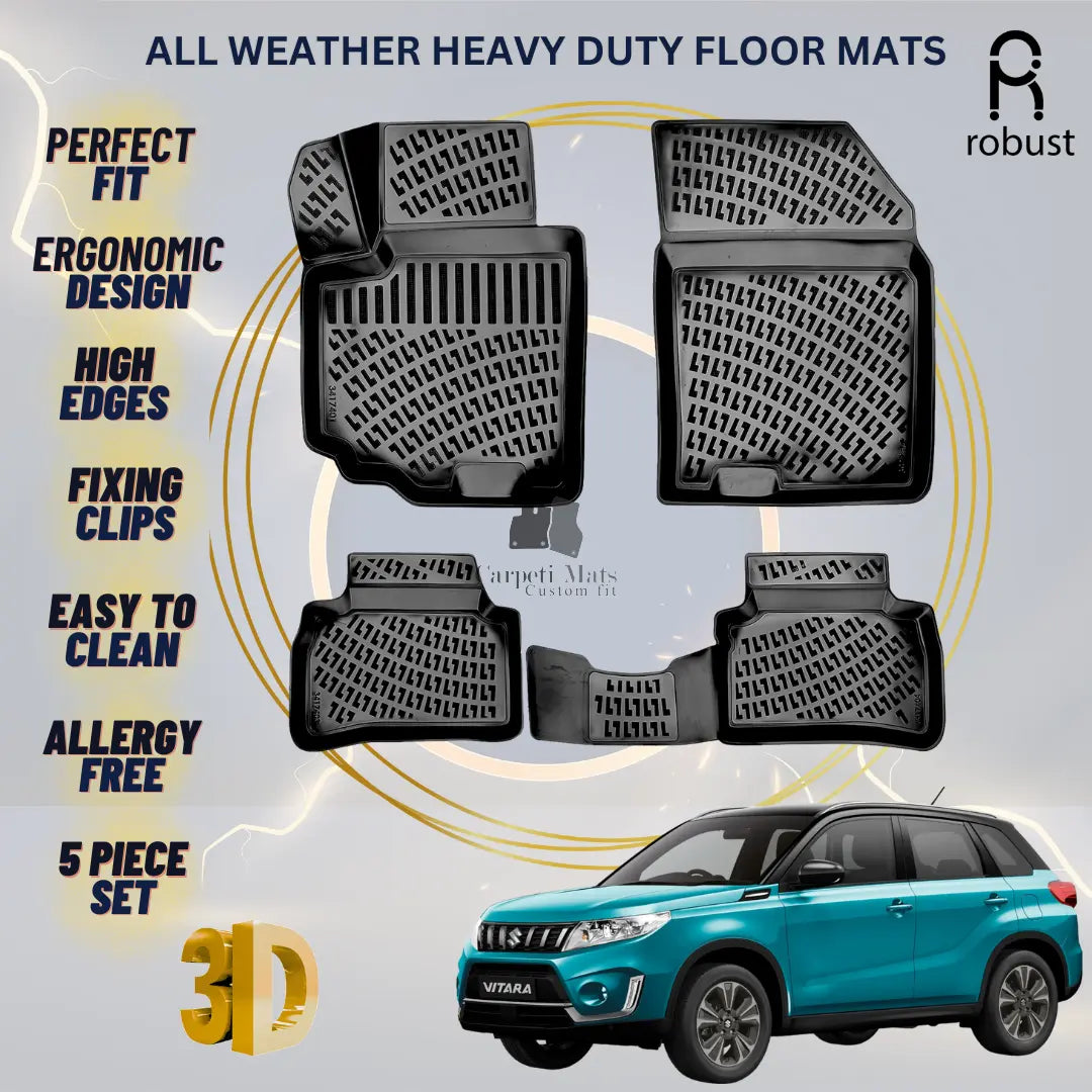 Floor Mats Liners For Suzuki Vitara 2015-2024 All Weather Heavy Duty 3D Car Rugs