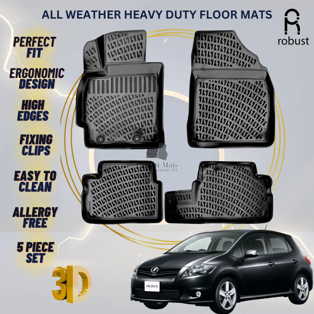 Floor Mats Liners For Toyota Auris Mk1 2006-2012 All Weather Heavy Duty Car Rugs