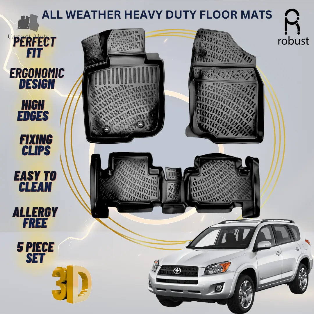 Floor Mats Liners For Toyota Rav4 2006-2010 All Weather Heavy Duty 3D Car Rugs