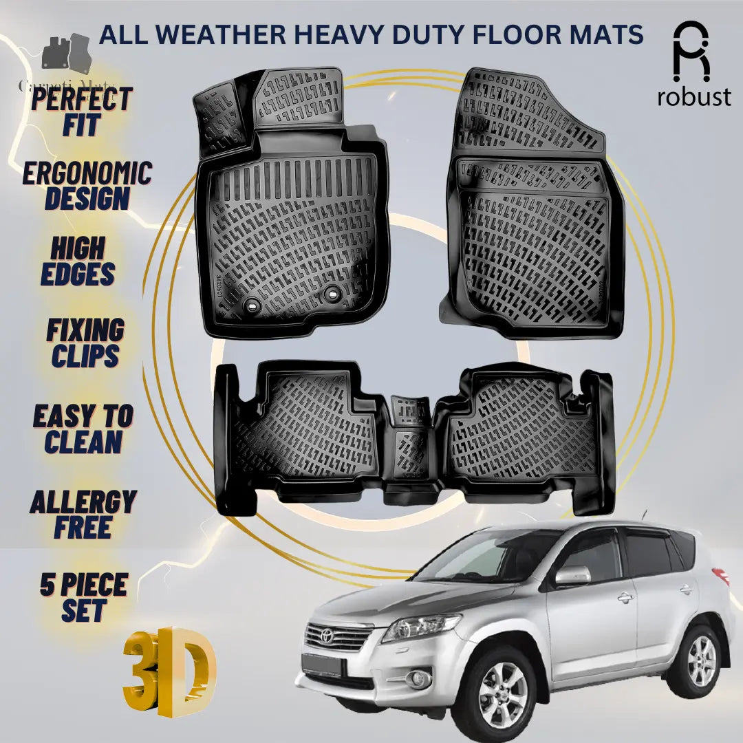 Floor Mats Liners For Toyota Rav4 2010-2012 All Weather Heavy Duty 3D Car Rugs