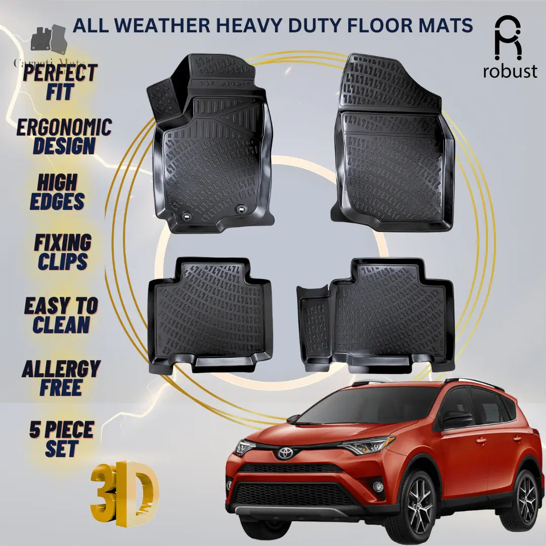 Floor Mats Liners For Toyota Rav4 2016-2018 All Weather Heavy Duty 3D Car Rugs