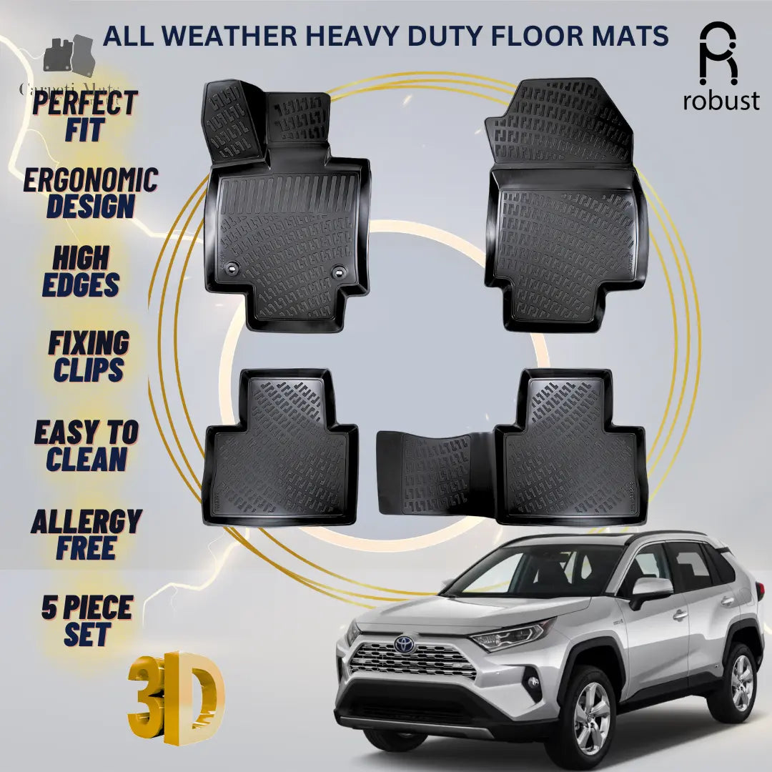Floor Mats Liners For Toyota Rav4 2018-2021 All Weather Heavy Duty 3D Car Rugs