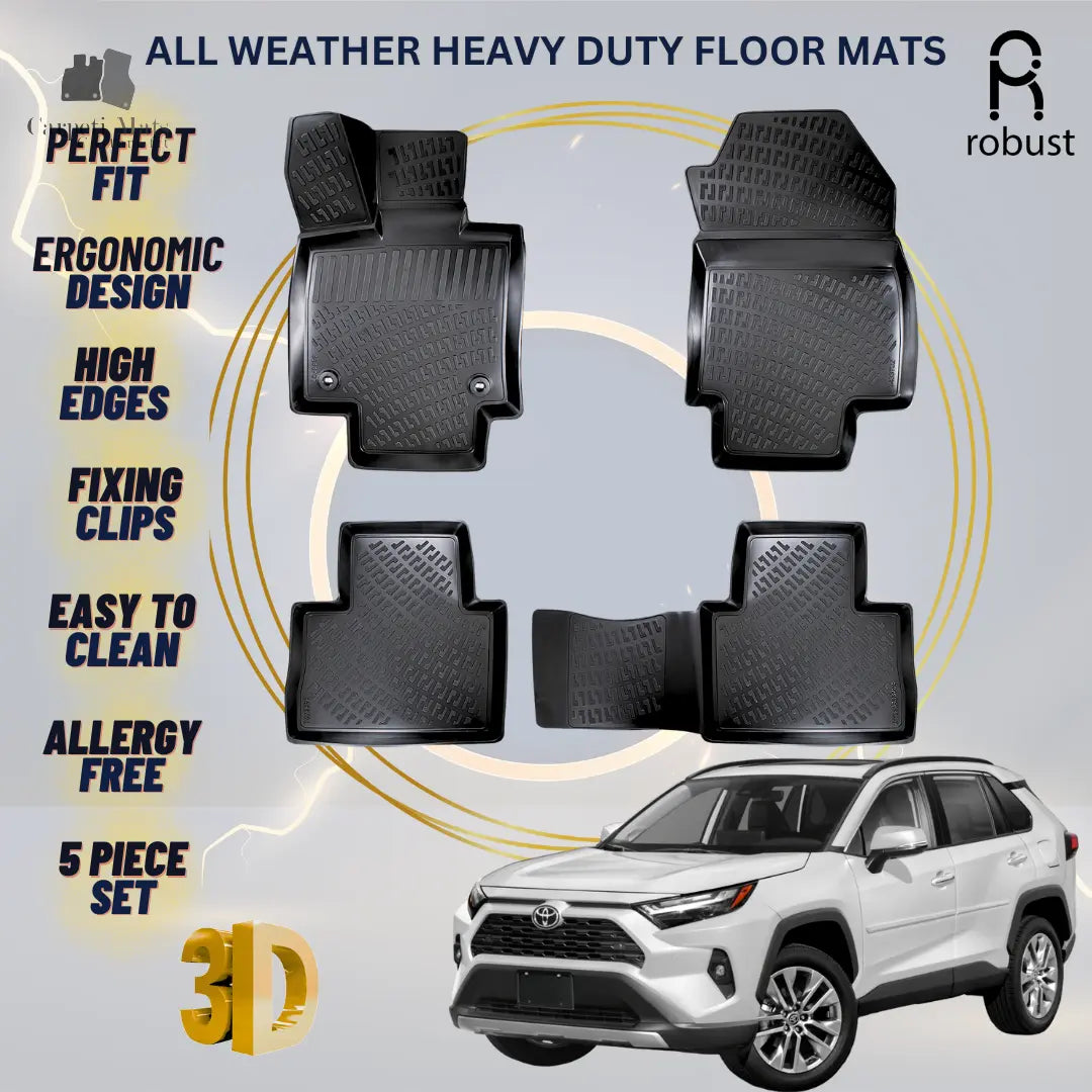 Floor Mats Liners For Toyota Rav4 2021-2025 All Weather Heavy Duty 3D Car Rugs