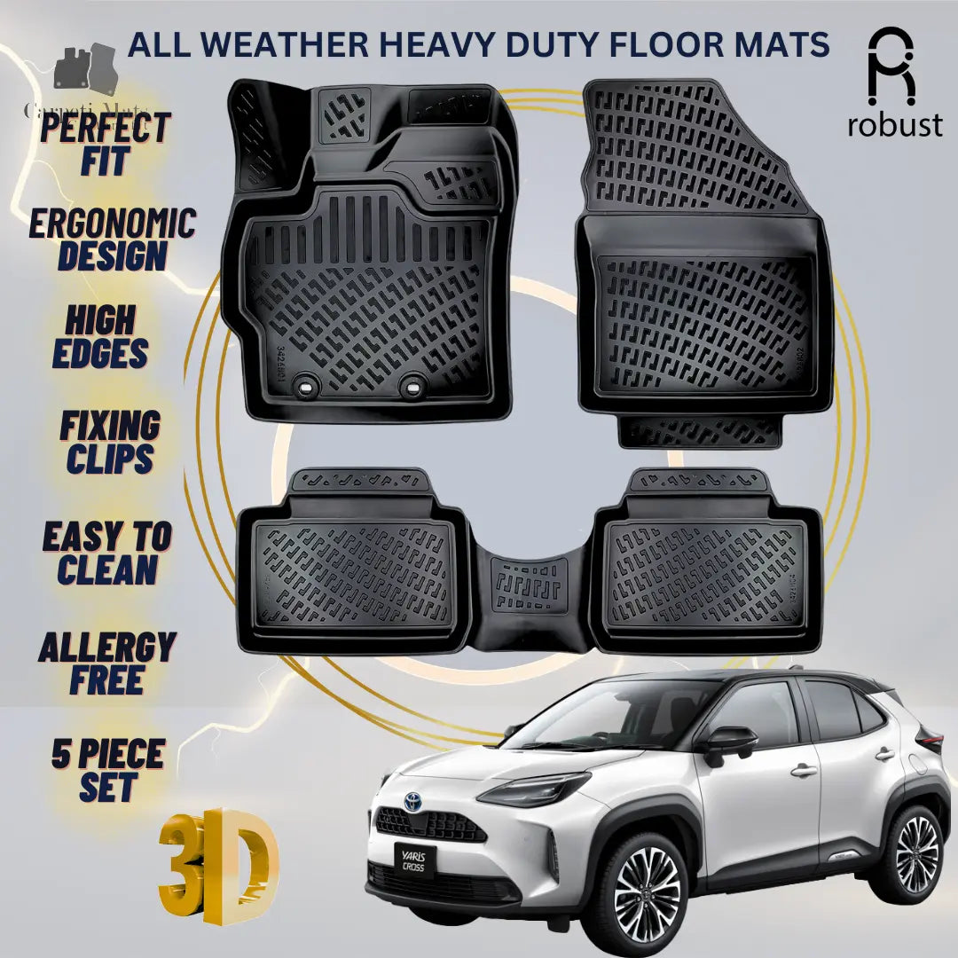 Floor Mats Liners For Toyota Yaris Cross 2020-2025 All Weather Heavy Duty Rugs