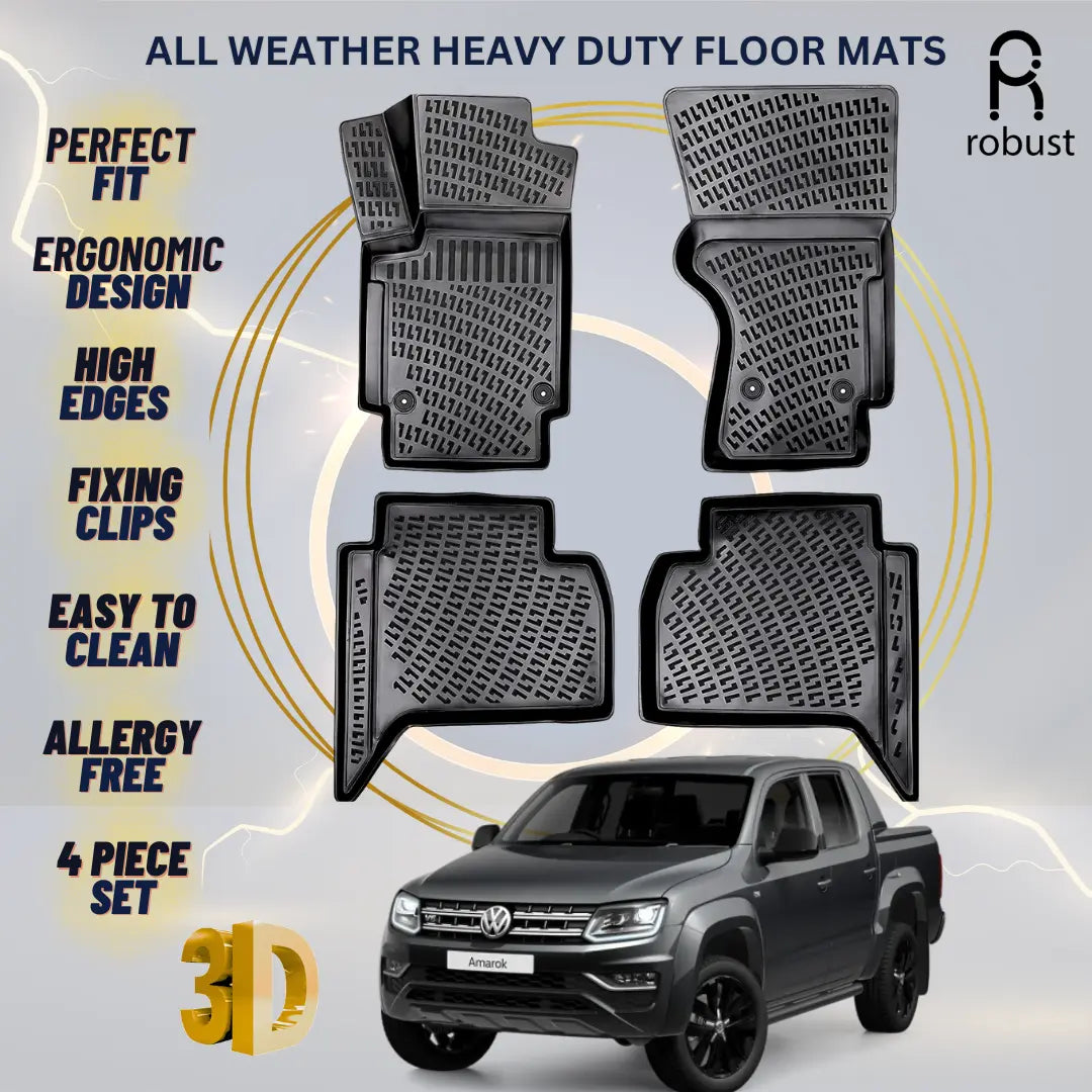 Floor Mats Liners For VW Volkswagen Amarok 2018-2023 All Weather Heavy Duty Rugs