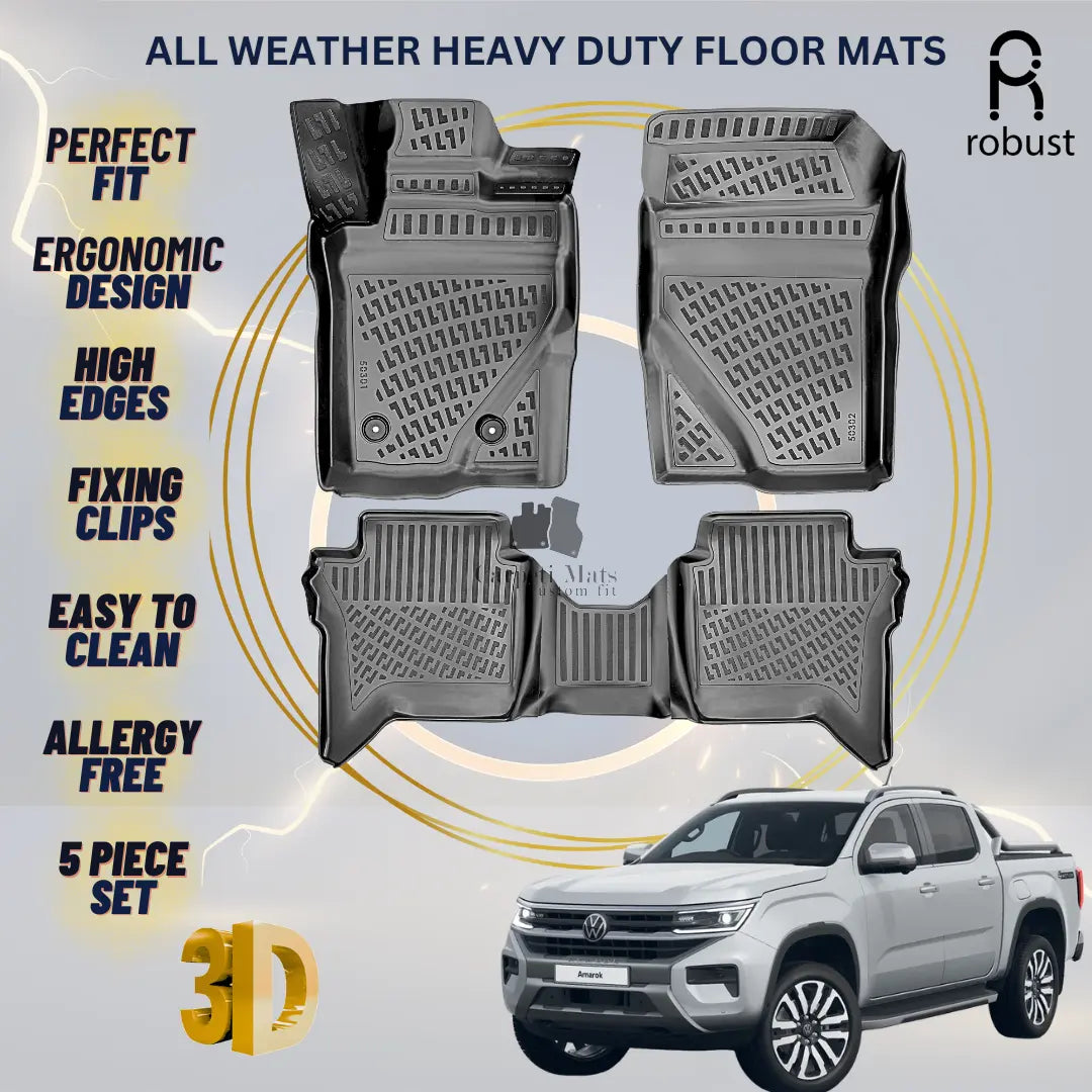 Floor Mats Liners For VW Volkswagen Amarok 2023-2025 All Weather Heavy Duty Rugs