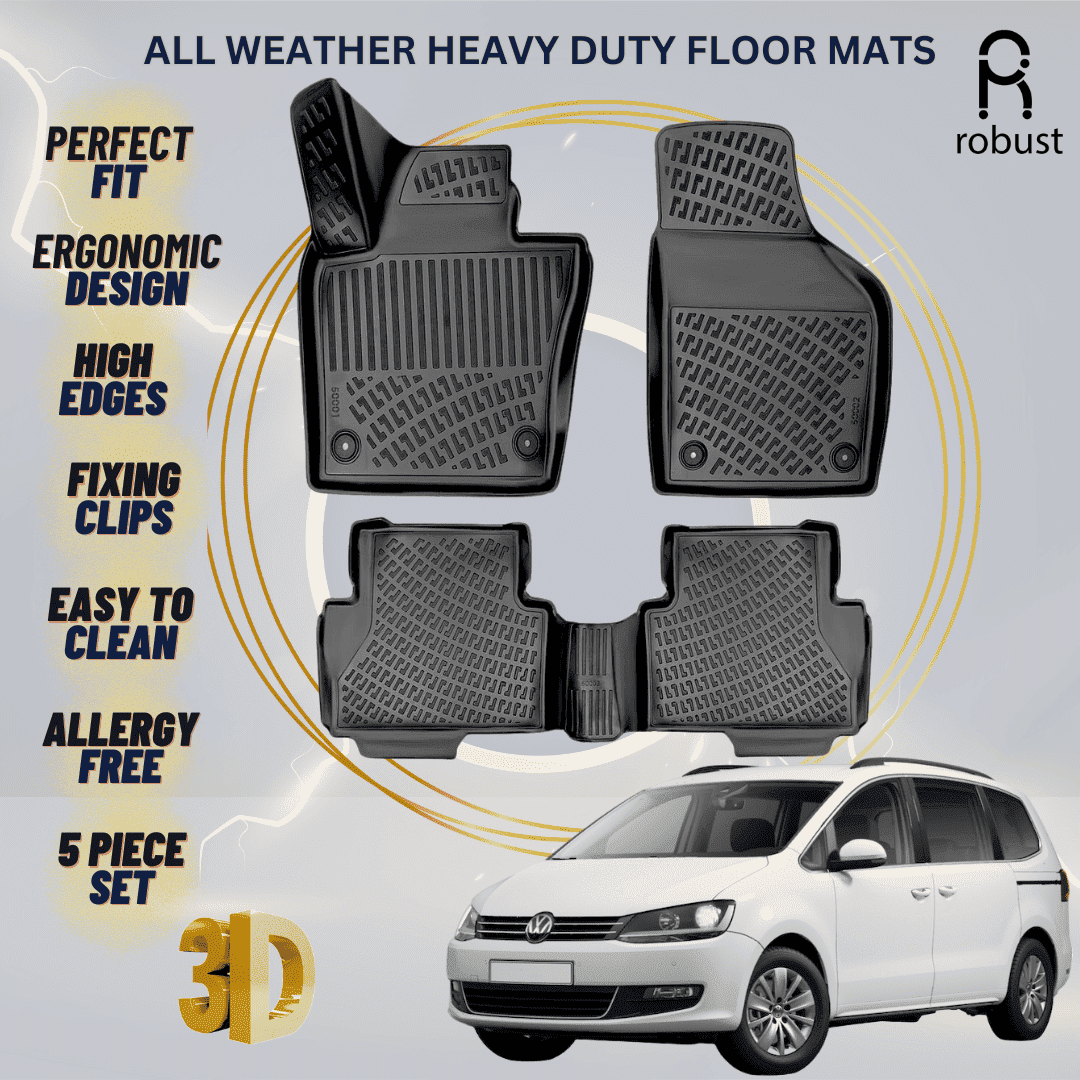 Floor Mats Liners For VW Volkswagen Sharan 2010-2022 All Weather Heavy Duty Rugs